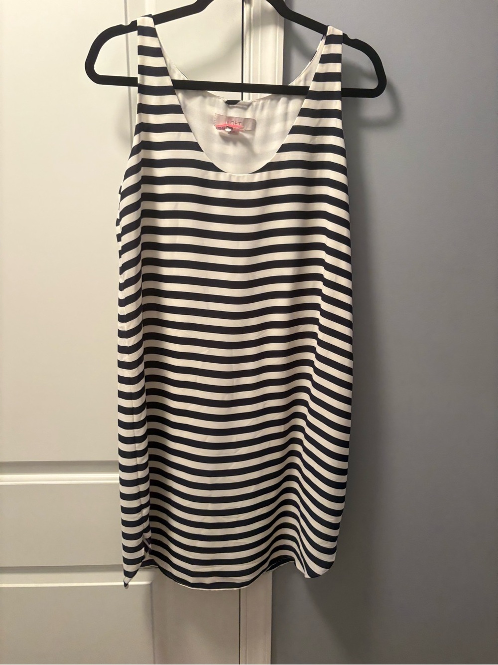 LOFT Navy & White Striped Sleeveless Mini Dress – Size Medium
